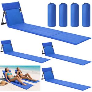 Karenhi 4 Pcs Foldable Poolside Chairs,Blue,59 Inch,Classic Style