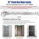 31" Commercial Push Bar Panic Exit Device (304 Stainless Steel) - Panic Bars for Exit Doors with Exterior Lever - Emergency Exit Panic Door Hardware for 31"-47" Wooden/Metal Doors