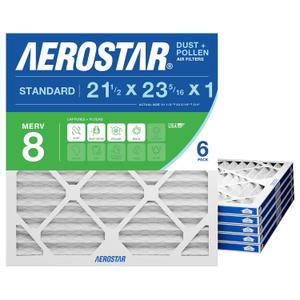 Aerostar 21.5x23.3125x1 MERV 8-6 Count - High Efficiency Pleated HVAC, Furnace & Air Conditioner Filters - Removes Dust, Lint, Mold & Allergy-Causing Pollen