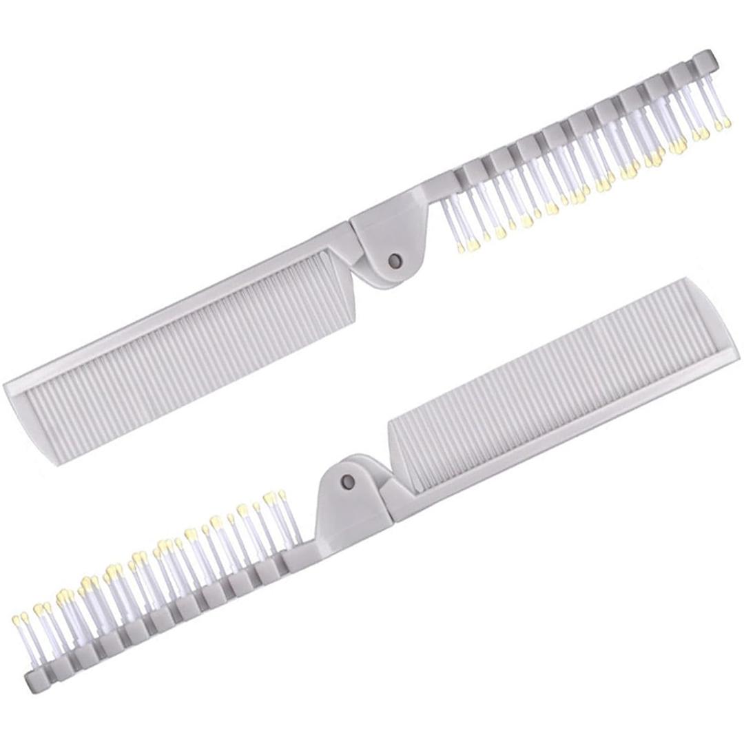 2 Piece Folding Hair Brush Set, Portable Travel-Friendly Comb  Small, Foldable for Purses  Mini Pocket Brush for Women and Girls  Anti-Static Double-Sided Compact Hair Comb