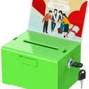 Uniclife Acrylic Donation Box with Lock and Sign Holder Green Ballot Box with Slot Plastic Suggestion Boxes Tip Jar Cash Storage Container Drop Chest for Fundraising Voting Raffle, 6.2" x 5" x 4"