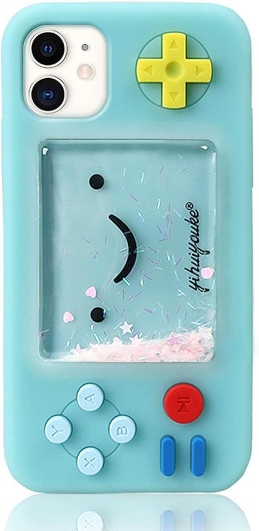 UnnFiko Squishy 3D Cartoon Game Shape Case Compatible with iPhone 12 Mini, Creative Liquid Stars Funny Play Case Soft Rubber Protective Cover (Blue, iPhone 12 Mini)