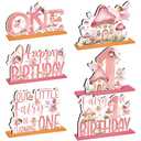 CroBlissful 6 Pcs Fairy First Birthday Decorations Wood Fairy Table Sign Decor Forest Baby Shower Centerpieces Flower Mushroom First Birthday Decoration Supplies Enchanted Party Table Topper