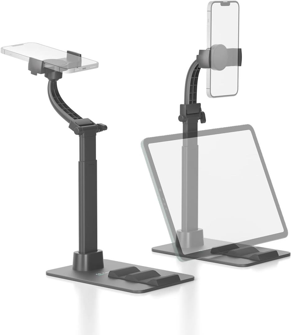 Adjustable Phone Stand, 360 Rotatable Clip-On Holder,Desk Mount with Non-Slip Base for Phone(1 Pack)