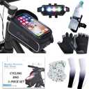 6 Pcs Bike Accessories Set, Mountain Biking Accessories for Men Women, Cycling Bag, Bicycle Lock, Gloves & Waterproof Tail Light, Universal Mountain Road Bicycle Outdoor Safety Riding Gear Kit