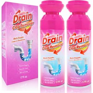 Foaming Drain Cleaner, Foam Drains Sink Cleaner and Deodorizer, Wild Tornado Drain Clog Remover for Kitchen Sinks, Shower Drains, Tubs (2 pcs)