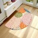 KIMODE Half Circle Kitchen Mats for Floor Cushioned Anti Fatigue,Semi Round Boho Kitchen Rug Non Slip,Waterproof Padded Kitchen Floor Mat Carpet Decor for Sink Laundry Bathroom,Colorful