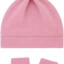 3-Pack Newborn Hats Mittens Sets Baby Boys Preemie Hat Hospital Caps for Baby Girls 0-6 Months (Pink)