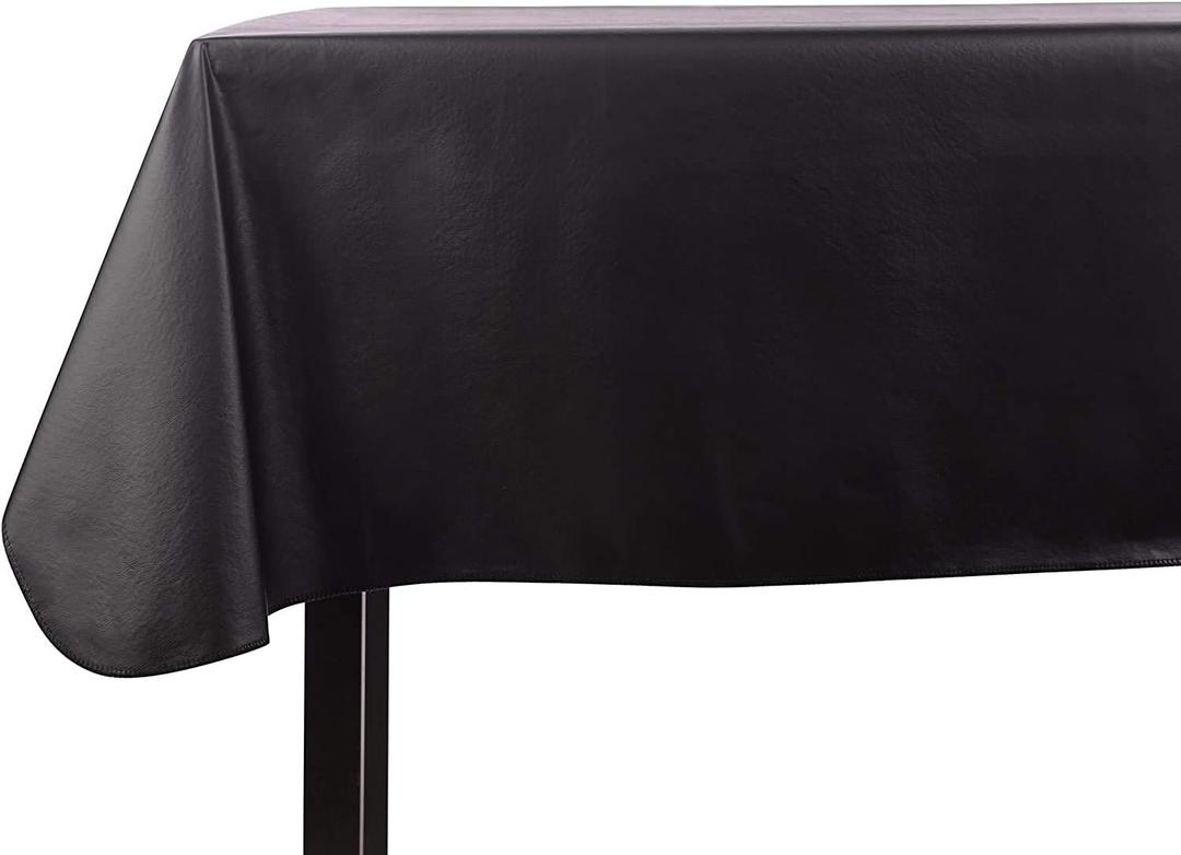 Yourtablecloth Heavy Duty Vinyl Rectangle or Square Tablecloth  6 Gauge  Flannel Backed  Wipeable Tablecloth with Vivid Colors & Many Sizes 52 x 52 Black