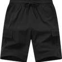 Boys Pull on Cargo Shorts, Outdoor Kids Quick Dry Hiking Shorts (Green, S)