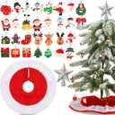 30 Pieces Mini Christmas Tree Skirt Mini Resin Christmas Ornament Miniature Christmas Tree Ornaments Santa Snowman Ornament with Glitter Star Tree Topper for Tree Decoration (Tree Topper in Silver)