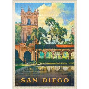 MyPuzzle San Diego, CA: Balboa Park, Vintage Poster - Premium 1000 Piece Jigsaw Puzzle for Adults