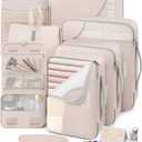 8 Set Packing Cubes for Travel, Gifts for Women Mom,Anti-Tearing Suitcase Organizer for Luggage with Shoe & Hanging Toiletry Bag,OlarHike Vacation Essentials & Accessories for Cruise Ship (Cream)