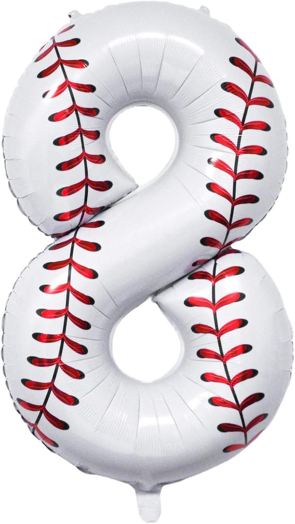 Baseball Birthday Decor, 40'' Baseball Number 8 Balloon,Sport Themed Balloons Party Decorations (8)