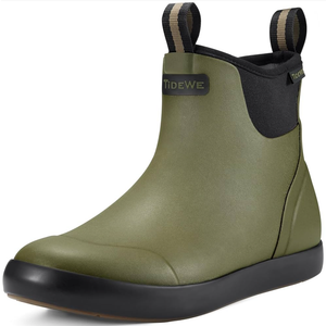 TIDEWE Deck Boots for Men, Waterproof Fishing Boots, Slip On Neoprene Rubber Ankle Rain Boots for Boating, 12