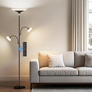 SIBRILLE 3 Way Torchiere Floor Lamp - 42W Dimmable LED Tree Standing Lamp with Remote, 2300LM, Color Changing, Brightness Adjustable, 72" Tall Bright Floor Lamp for Living Room Bedroom Office