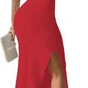 GORGLITTER Women's Backless Maxi Dress Evening Gowns Formal Elegant Classy Cocktail Club Open Back Going Out Sun Dress (Red,Small)