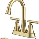 4 inch Brushed Gold Bathroom Sink Faucet with Pop-up Drain and 2 Supply Hoses, Stainless Steel Lead-Free 2-Handle Centerset Faucet for Bathroom Sink Vanity RV (Brushed Gold)