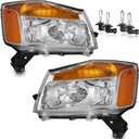Headlights for 2004-2015 Nissan Titan, 2005-2007 Armada OEM Headlamp Replacement, High/Low Beam W/Bulbs, Driver & Passenger Side