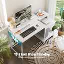 SINPAID 47 inch Computer Desk with Printer Shelf, Gaming Desk with Monitor Stand and Drawers, Reversible Home Office Desk with Storage Shelves and 2 Hooks, Home Workstation for Study Writing, White, 47x19 in