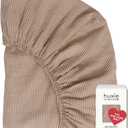 24 x 38 Mini Crib Sheets - Organic Cotton Muslin Fitted Crib Sheet Fitted for Pack and Play - Ultra-Soft and Breathable Crib Sheets for Boys and Girls (Mini Natural Stripe)