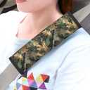 Camouflage Forest Steering Wheel Cover Elastic Non-Slip Car Steering Wheel Covers with Seat Belt Shoulder Pad for Women Men