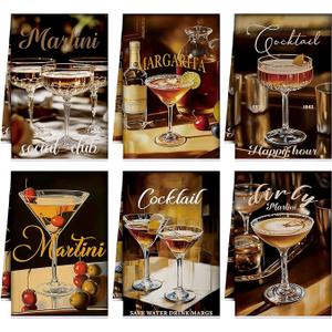 Boyiee 6 Sets Espresso Martini Kitchen Towels Cocktail Alcohol Bar Dish Hand Towels Tea Drying Absorbent Espresso Martini Gifts for Lovers Bachelorette Birthday Party Decoration Housewarming Gifts