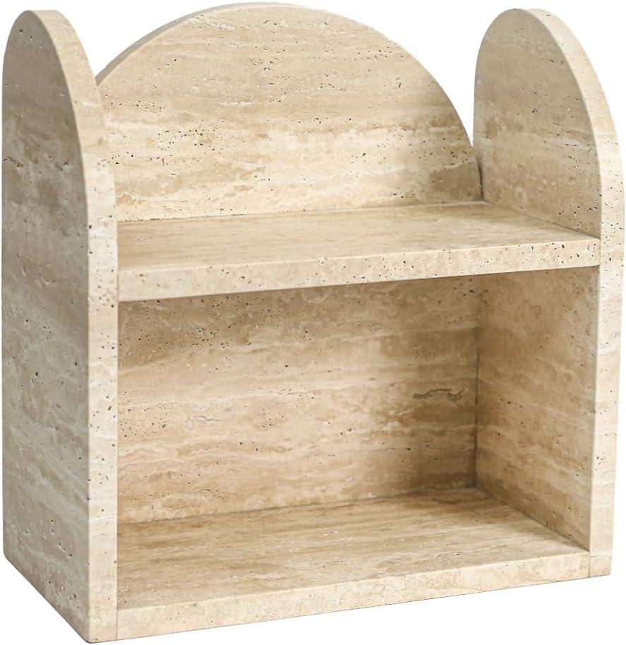 DUANYAN Travertine Shelf Bathroom Counter Organizers and Storage 2-Tier, 13"*6.3"*13.2"