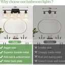 Indoi 4-Light Bathroom Light Fixtures, Matte Black Modern Vanity Lights with Clear Glass Shades, Bathroom Wall Lamp for Mirror Living Room Cabinet Bedroom Porch