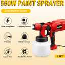 Paint Sprayer, 550W HVLP Spray Gun, 1200ml, 4 Nozzles, 3 Patterns, Red