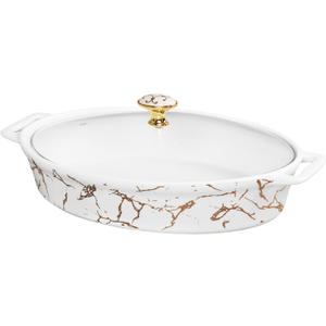 12" x 8" Ceramic Casserole Baking Dish With Glass Cover, Lasagna Pan Deep for Oven, 1.7 Quarts Baking Pan with Handles, Oven Safe & Durable Bakeware for Home Decor