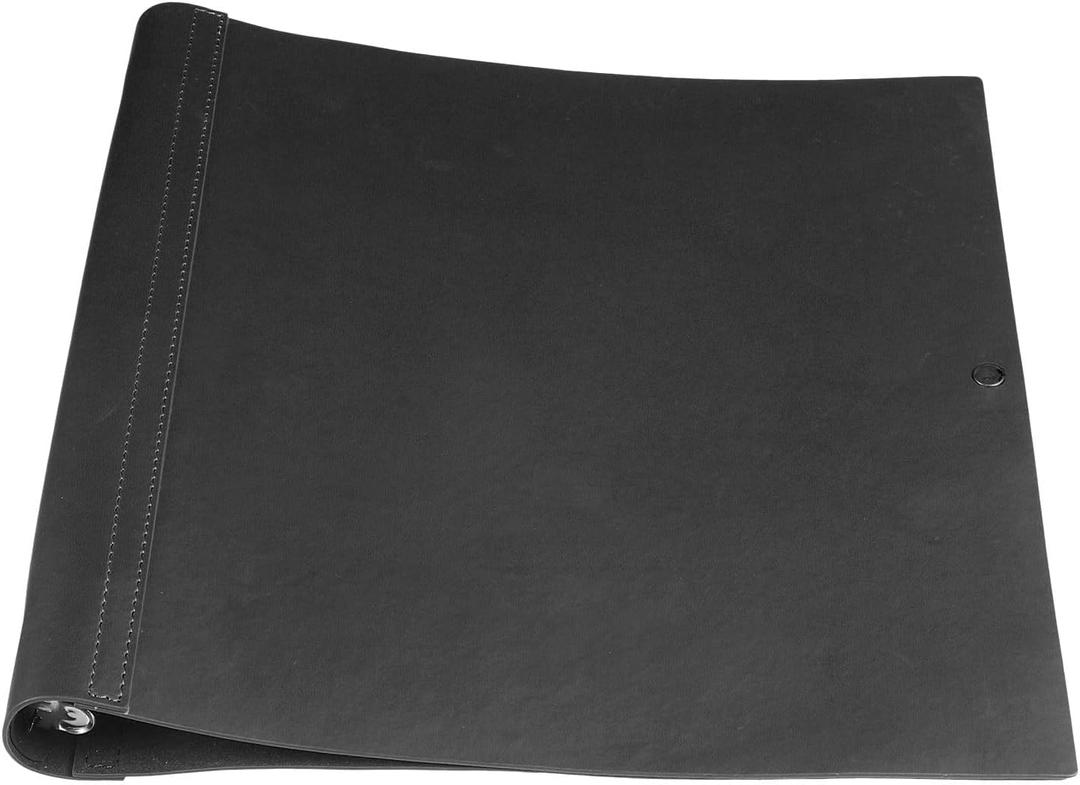 Leather 3 Ring Binder Holds 8.5 x 11 Inch Paper Binder Organizer Vintage Faux Leather Portfolio Folder Planner for Office Home Document Photo Diary Supplies(Black)