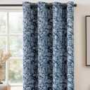 ChrisDowa Navy Blue Blackout Curtains 84 Inches Long 2 Panels for Bedroom Living Room,Flower Patterned Room Darkening Thermal Insulated Soundproof Grommet Window Treatments Drapes,52X84