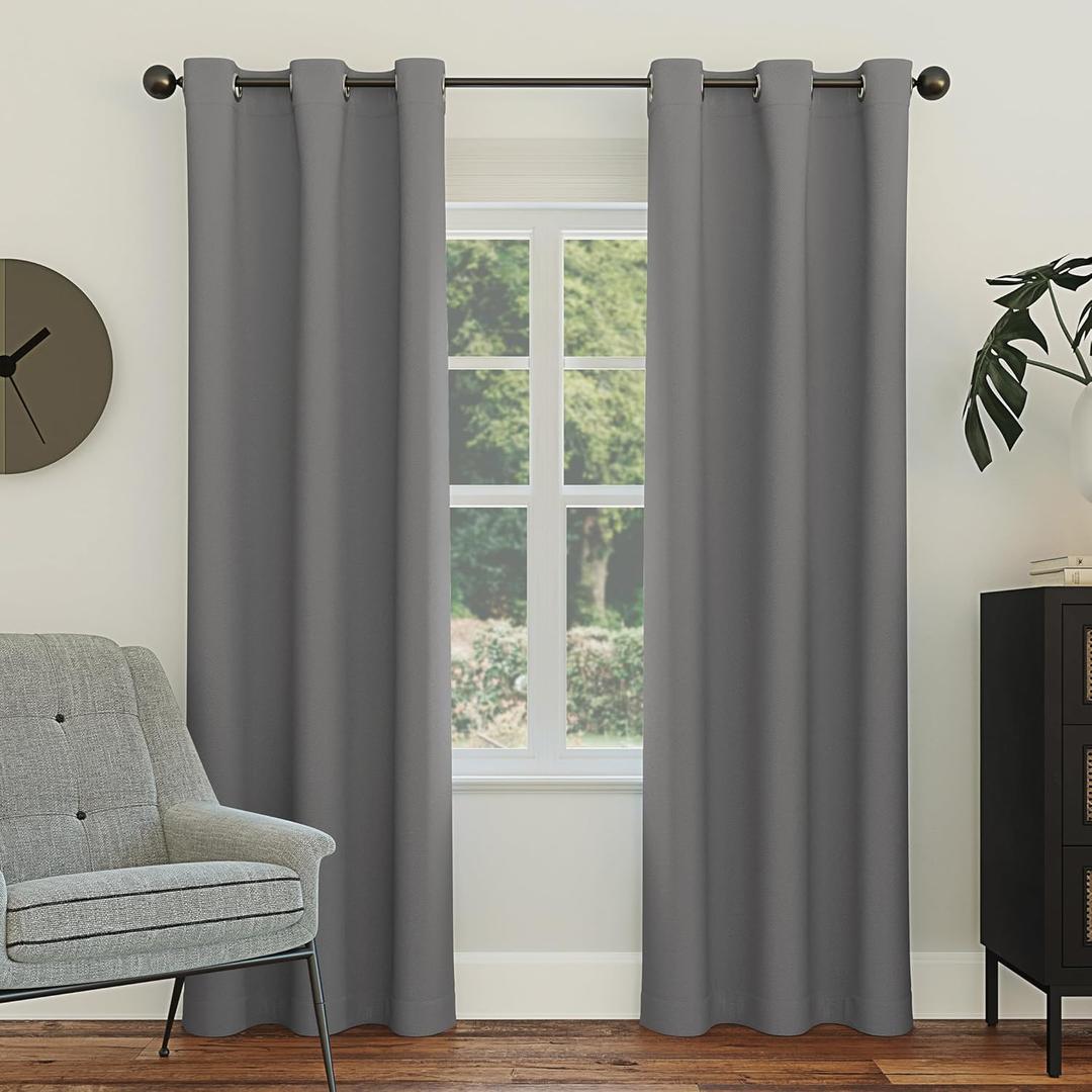 Sun Zero Easton Energy Saving Blackout Grommet Curtain Panel, 40" x 54", Gray (Grey)