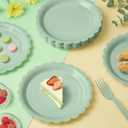 105PCS Paper Plates and Napkins Set, 7 Inch Scalloped Disposable Tableware with Forks for Birthdays, Garden Parties & Outdoor Events,Serves 35 (Sage Green)