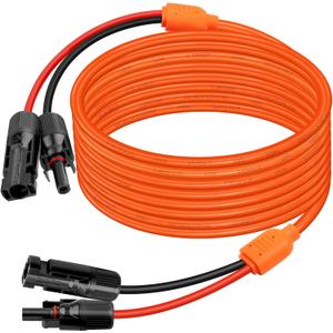 XRDS -RF Solar Extension Cable 40FT, 14AWG Tinned Copper with Solar Panel Connectors, 10AWG Red & Black Branch Wires, Heavy Duty Outdoor Power Cord for RV, Inverter, Generator, Off-Grid System