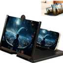 Screen Magnifier Version, 2026 New 3D HD Foldable Amplifier Phone Stand with Adjustable Angle Gift for Mom Dad Family Portable Universal Enlarger Movies Gaming Video(Black, 12 inch)