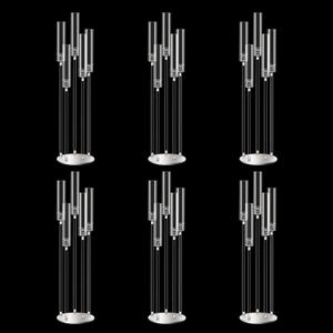 42.5inch 6pcs Acrylic Candelabra Centerpieces for Tables 5 Arms Wedding centerpieces for Decorations (Transparent)