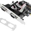 Dual Port PCI Express RS-232 DB9 Serial Port Card for Windows XP, Vista,7, 8.x, 10, 11 32/64bit and Linux PCs, PCIE 2X DB9 Card