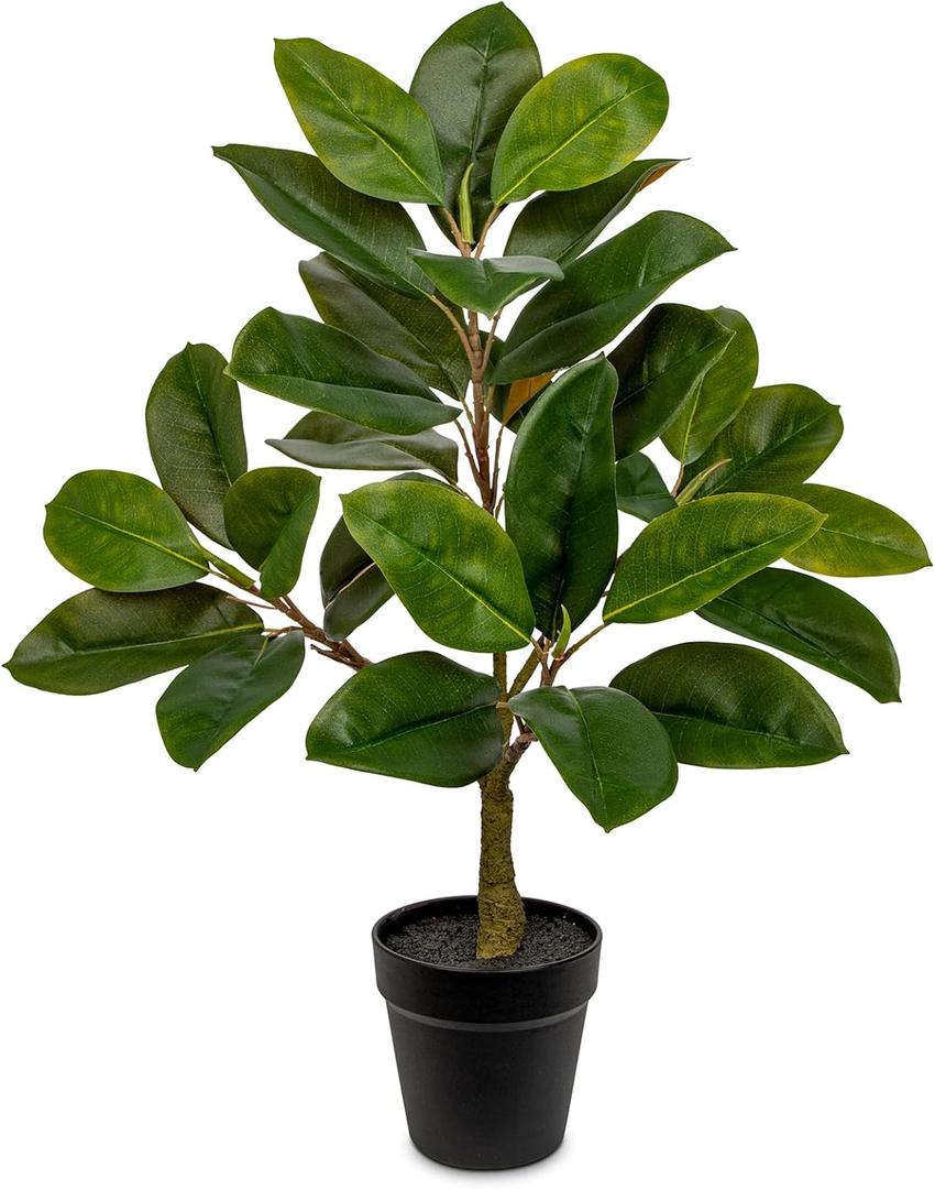 Briful Artificial Magnolia Tree in Black Pot 26.3in Tall Faux Magnolia Greenery Plant Fake Potted Silk Tree for Home Office Room Kitchen Outdoor Porch Décor
