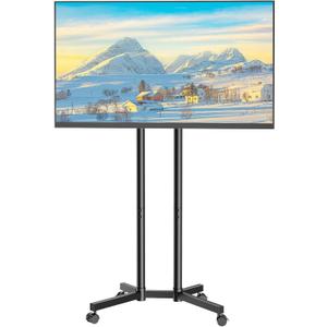 Rolling TV Stand for 32 to 65 inch TVs up to 88 lbs, Mobile TV Cart with Lockable Wheels, Height Adjustable, Max VESA 400x400mm, Portable Mobile TV Stand for Bedroom, Office, Outdoor, Black