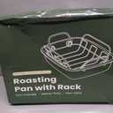 Nonstick Roasting Pan with Rack, Turkey Roasting Pan for Oven, Large Roaster Pan with Handle for Chicken, 17 X 13 Inch, Carbon Steel, Dark Grey