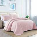 Boryard 3-Piece Twin Quilt Set, Lightweight Soft Quilt Bedspread Coverlet (68 x 86 inches) with 1 Pillow Shams (20x26 inches), Pink