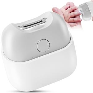 Electric Nail Clipper with Light, Automatic Nail Clipper Rechargeable with 2 Speeds and Nail Chip Storage for Babies, Children, Adults, Caregivers and Seniors (White)