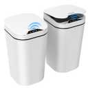 2 Pack Automatic Small Bathroom Trash Can with Lid - 2.5 Gallon Touchless Electric Garbage Can, Motion Sensor Smart Trash Bin, Slim Plastic Trashcan, Waterproof Wastebasket for Bedroom Office (White)