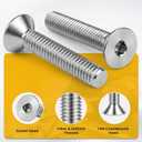 1/4-20 x 3/4" Flat Head Socket Cap Screws Countersunk Bolts, Allen Socket Drive, 304 Stainless Steel 18-8, Bright Finish, Pack of 50