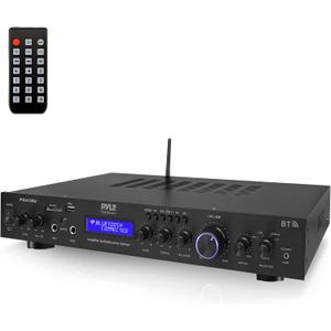 Pyle 5-Channel Rack Mount Bluetooth Receiver & Home Theater Amp - 200W Speaker Amplifier with MP3/USB/SD/AUX/FM - Digital ID3 LCD Display - Wireless Streaming - Built-In Microphone Input - PDA7BU