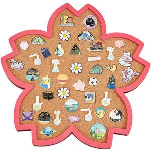 BENECREAT Sakura Pin Cork Board, 11.8x11.8Inch Wall Mounted Corkboard with Pink Frame Bulletin Display Board for Brooch Pin Storage Display, Office Home and School Decor