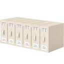 Criusia Bed Sheet Organizers and Storage, 6 Pack Foldable Linen Closet Organizer Box – Bedding Holder for Sheet Set (King/Queen Sizes), Duvet Covers, Blankets (Beige)