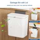 2.4 Gallon Kitchen Compost Bin for Counter Top or Under Sink, Hanging Small Kitchen Trash Can with Lid, Wall Mounted Waste Basket Bin Garbage Can for Bathroom (White)
